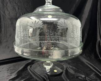Beautiful Vintage Etched Glass Dome Pedestal Cake Stand, was $48, NOW $32