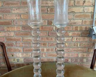 Pair Tall Ball Stem Candle Holders, 7"W x 33"H, $95