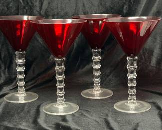 Set Of 4, Imperial Ruby Crystal Martini Glasses, was $48, NOW $34