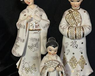 Set of 3, Lefton White & Crystal Oriental Figurines, 10"H, 9"H and 6"H, was $48, NOW $30