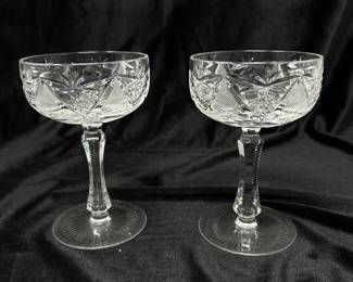 Set of Eight St. Louis Crystal Cut Champagne Glasses, $95