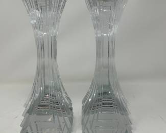Pair of Vtg Art Deco Clear heavy glass Candlestick Holders, 10"H, was $75, NOW $45