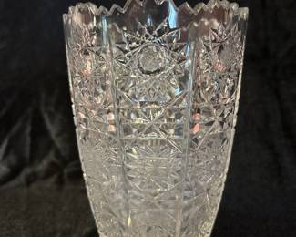 Czech Bohemian Hand Cut Vase, 4.5 x 6"H, was $45, NOW $32