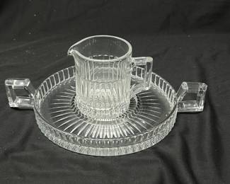 Antique Helsey Ribbed Creamer and Dice Sugar Narrow Flute w/ rim, 10", was $20, NOW $14