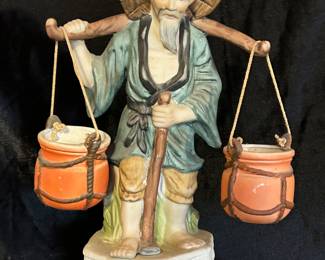 Papsan Asian Man Carrying Water c1900's, 11"W x 12"H, was $40, NOW $25