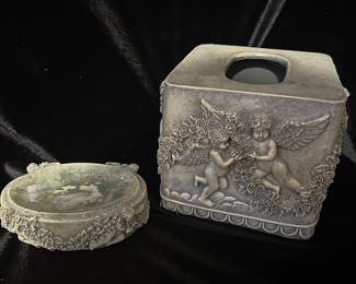 Acrylic Angel Tissue Box and Soap Dish, was $ 20, NOW $12