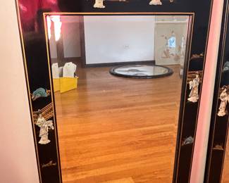 (close up view) Black Lacquer Shell Mirrors~