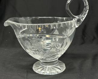 Vintage Cut Glass Flower Design Gravy Bowl, 7x7x6,
$14