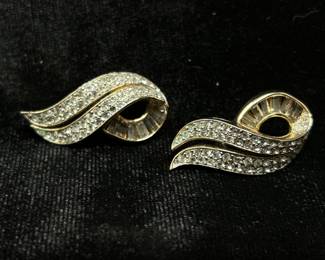 Gold CZ & Baguette earrings, $14