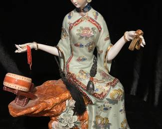 Large Ch'ing Dynasty Figure - Geisha with Drum, 12"W x 7"D x 16"H, was $95, NOW $58
