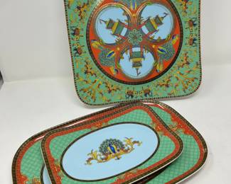 Versace "Le Voyage de Marco Polo", 4 Large Platters, 1 Large Rectangle Platter, 1 small Rectangle Platter, was $1295, NOW $995