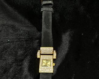 Victoria Wiek Womens Gold tone Pave Black leather band, $30