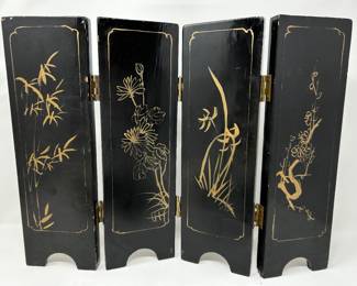 Reverse side of Antique Asian Table Top Folding Screen ~