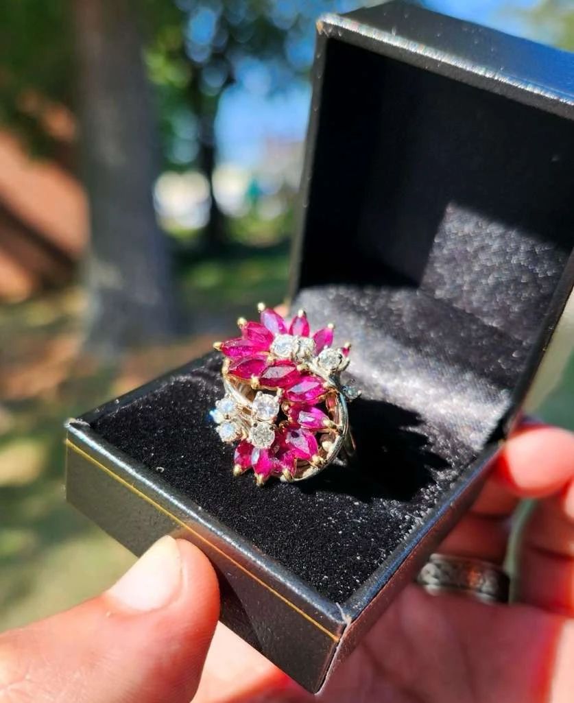  001 651 14K Diamond  Ruby Ring 