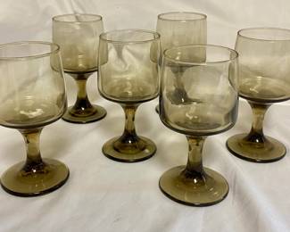 239 Vtg. Smoky Brown Stemware 