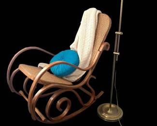 627 Thonet Style Rocker, Brass Lamp  More 