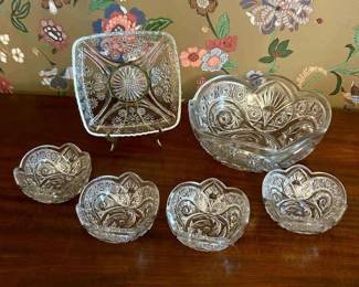 303 Pressed Glass Serving Set