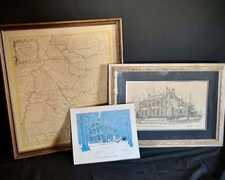 649 Vtg. Framed KY Map  More 