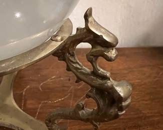 Murano Glass Ball With Brass Dragon Stand