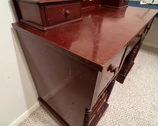 9 Drawer Antique Vanity : 67" H x 45.5" L x 20" W