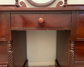 9 Drawer Antique Vanity : 67" H x 45.5" L x 20" W