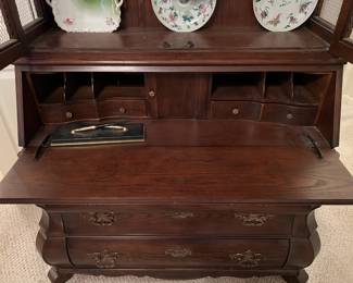 Henredon Country French Oak Secretary Desk :  Bookcase top / 4' 10" wide, 20" deep 7' 6" tall and the writing area is 31" high