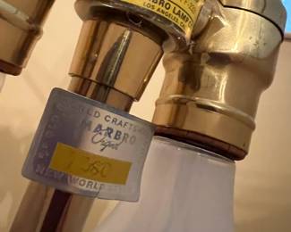 Brass Lamps w/Pleated Cloth Shades: Marbro Lamp Co