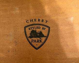 American Federal Revival Dresser Marked ""Cherry Styled by Park": Rectangular tallboy chest of six drawers with half cut applied barley twist columns along the outer stiles. Made from solid cherry / 20" x 33" x 47.5"h