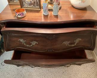 Henredon Folio 10, Country, French or Provincial Design "Bombe" Chest : 37" wide, 18" deep and 27.5" tall / Brass Hardware