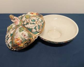 Capo-Di-Monte (Italy) Porcelain Candy Dish & Lid