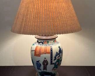 Vintage Chinoiserie Ginger Jar Style, Large, Ceramic Navy & Red Table Lamp