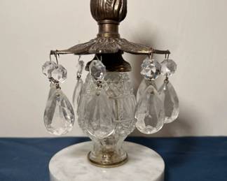 Vintage Brass, Crystal, and Italian Marble Candle Holders
