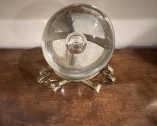 Murano Glass Ball With Brass Dragon Stand
