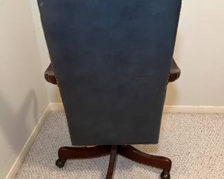 Hancock & Moore Fine Leather High-Back Office Chair : Navy Blue w/Gold Tacking