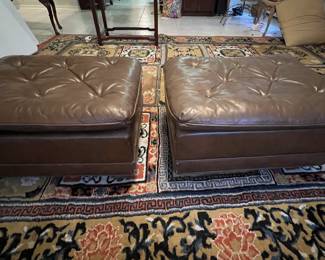 Drexel Heritage Brown, Rolling Ottomans