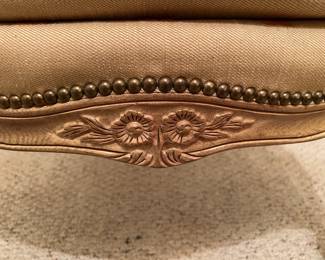 Pair of Mid-20th Century, Louis XV Style Carved Oak & Upholstered Armchairs by Schoonbeck of Grand Rapids