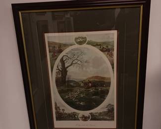 Framed hunting scene artwork $20