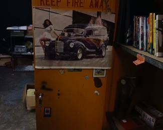 Heavy duty steel cabinet with a flammable warning $450