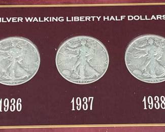 (3) 1936-38 Walking Liberty Silver Half Dollars