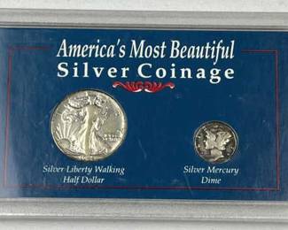 (2) 1940s Silver US Coins w/ Walking Lib Half