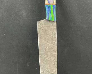 Lg. Damascus Steel Fixed Blade Chef's Knife