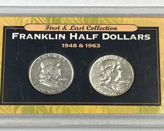(2) Franklin Silver Half Dollars 1st & Last Year