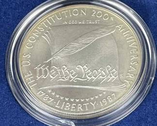 1987 Proof Silver Dollar, US Constitution 90%