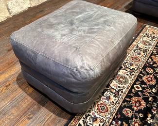 Gray Leather Ottoman