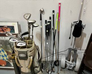 Golf Clubs and Cart