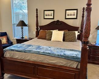 King Bed with Mattress Set, Linens and Pillows