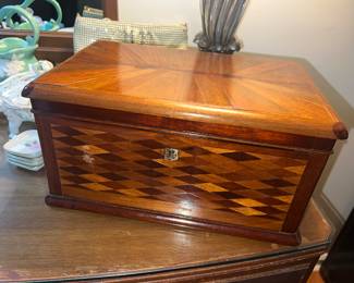 Antique jewelry box with key, $95