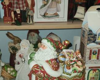 Fritz and Floyd  cookie jar and santa music box 