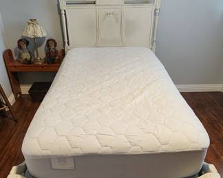 Twin box & mattress  wood antique bed fram