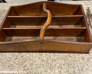 Unusual cutlery box with movable handle